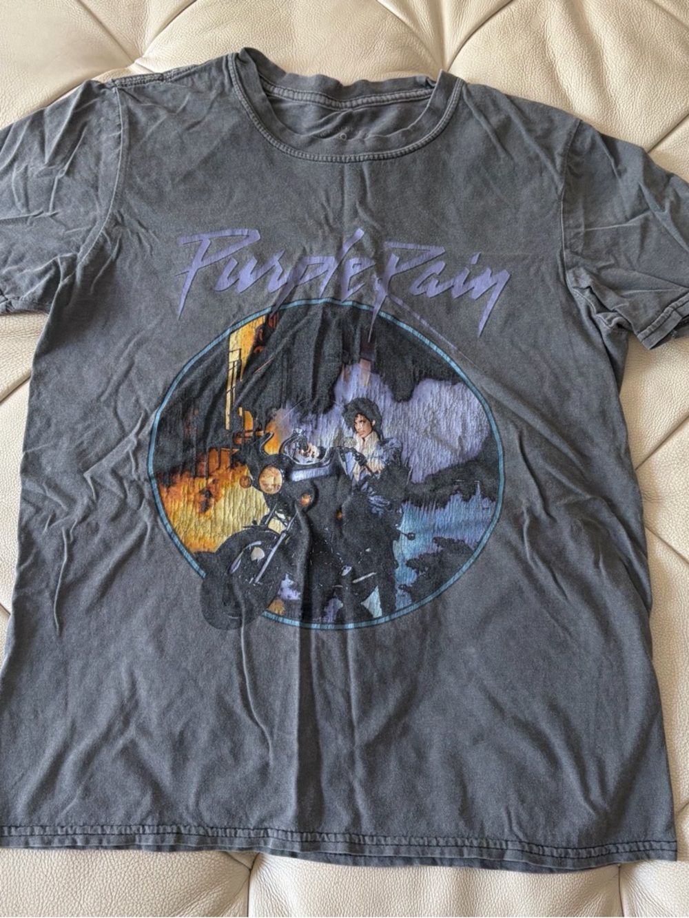 Prince Purple Rain Graphic Tee - Charcoal with Purple Accents